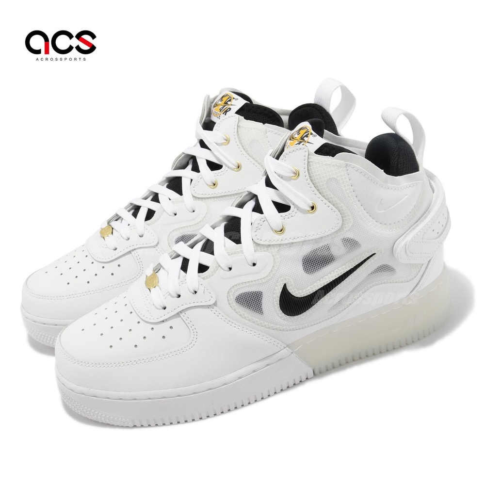 Nike 休閒鞋Air Force 1 Mid React 男鞋白AF1 經典高筒魔鬼氈皮革支撐