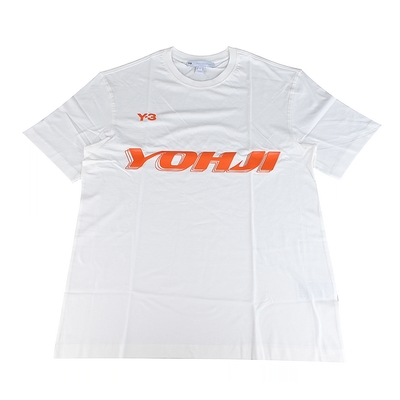 Y-3 山本耀司LOGO純棉T恤(男款/白x橘)