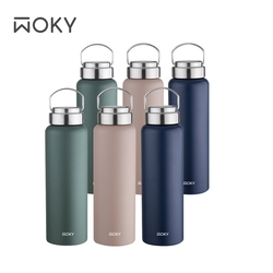 (買一送一)【WOKY 沃廚】提手輕芯鈦瓷易潔層保溫瓶800ml