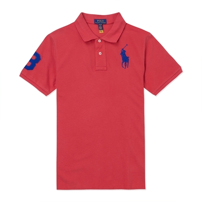 Polo Ralph Lauren RL 熱銷刺繡大馬短袖Polo衫(青年款)-玫瑰紅色