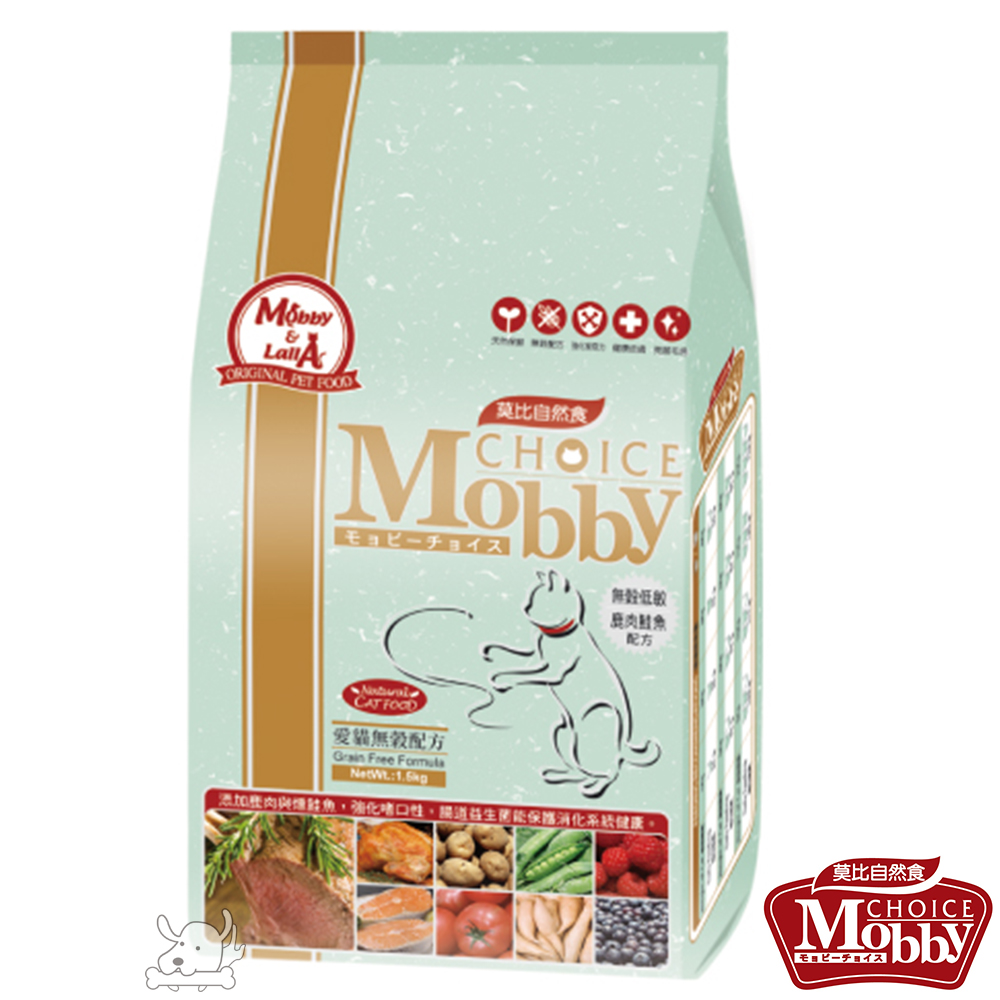 Mobby 莫比 鹿肉+鮭魚 愛貓無穀配方飼料 1.5公斤 X 1包