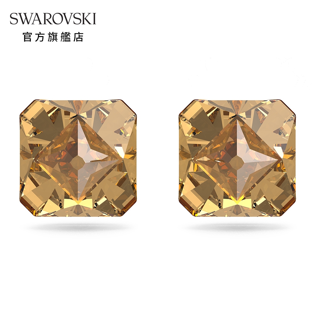 SWAROVSKI 施華洛世奇 Chroma 耳釘, 三角形切割Swarovski水晶, 黃色, 鍍金色色調