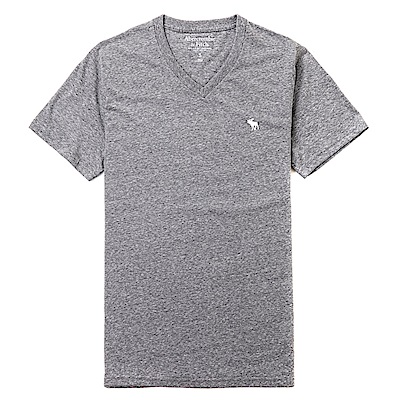 麋鹿 AF A&F 經典電繡麋鹿V領短袖T恤-灰色