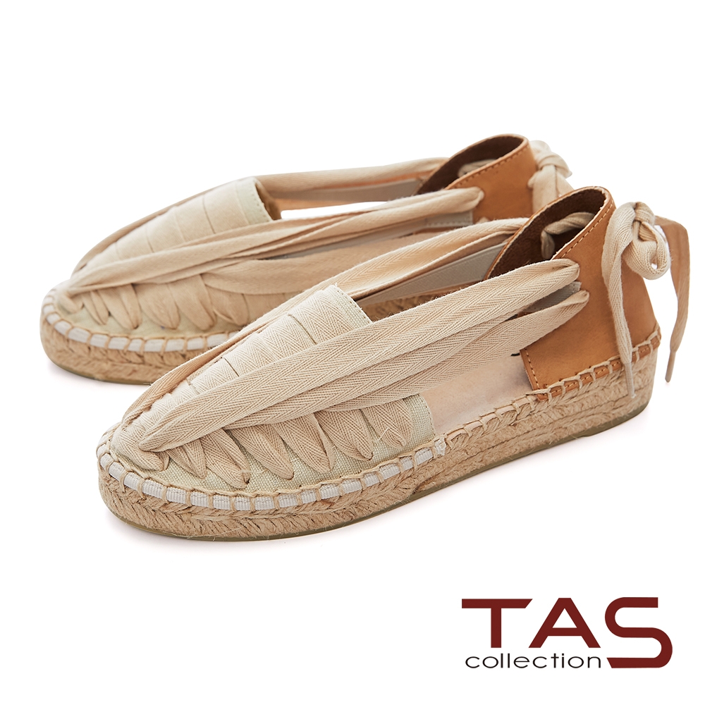 TAS進口絨布造型後綁帶涼鞋–質感卡其