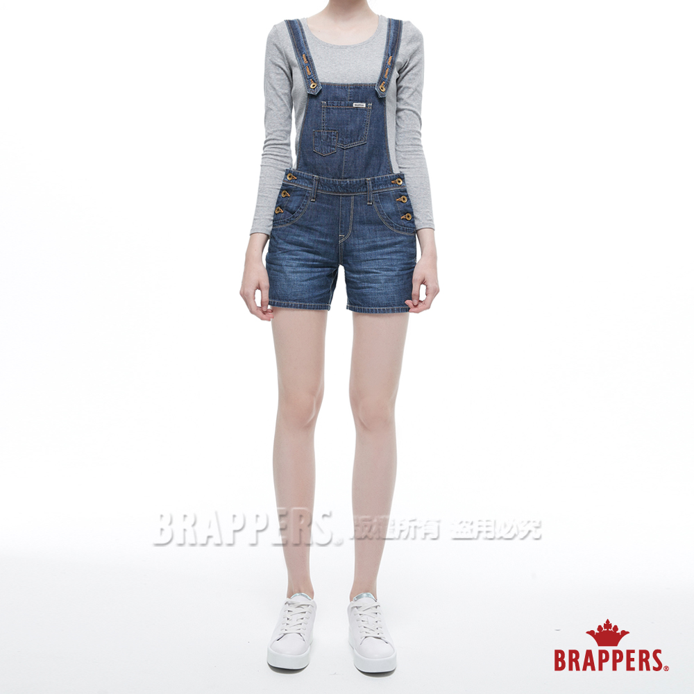 BRAPPERS 女款 Boy friend系列-口紅女孩寬版吊帶短褲-藍 product image 1