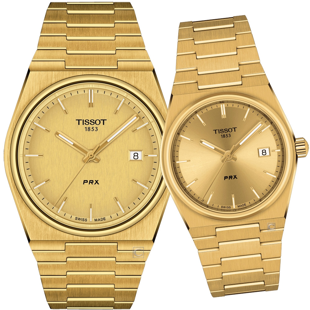 TISSOT 天梭 官方授權 PRX系列 70年代復刻對錶-T1374103302100+T1372103302100