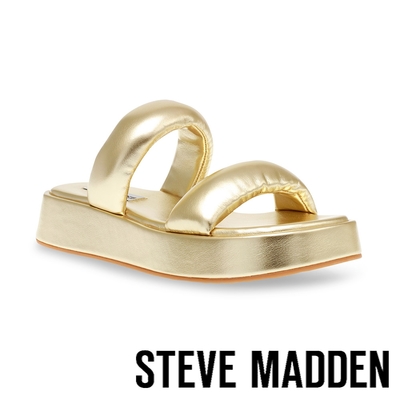 STEVE MADDEN-BOSSANOVA 胖胖雙帶厚底拖鞋-金銅色