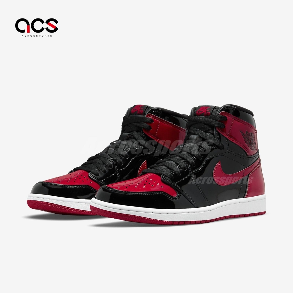 Nike 喬丹Air Jordan 1代OG AJ1 男鞋Patent Bred 漆皮經典配色黑紅