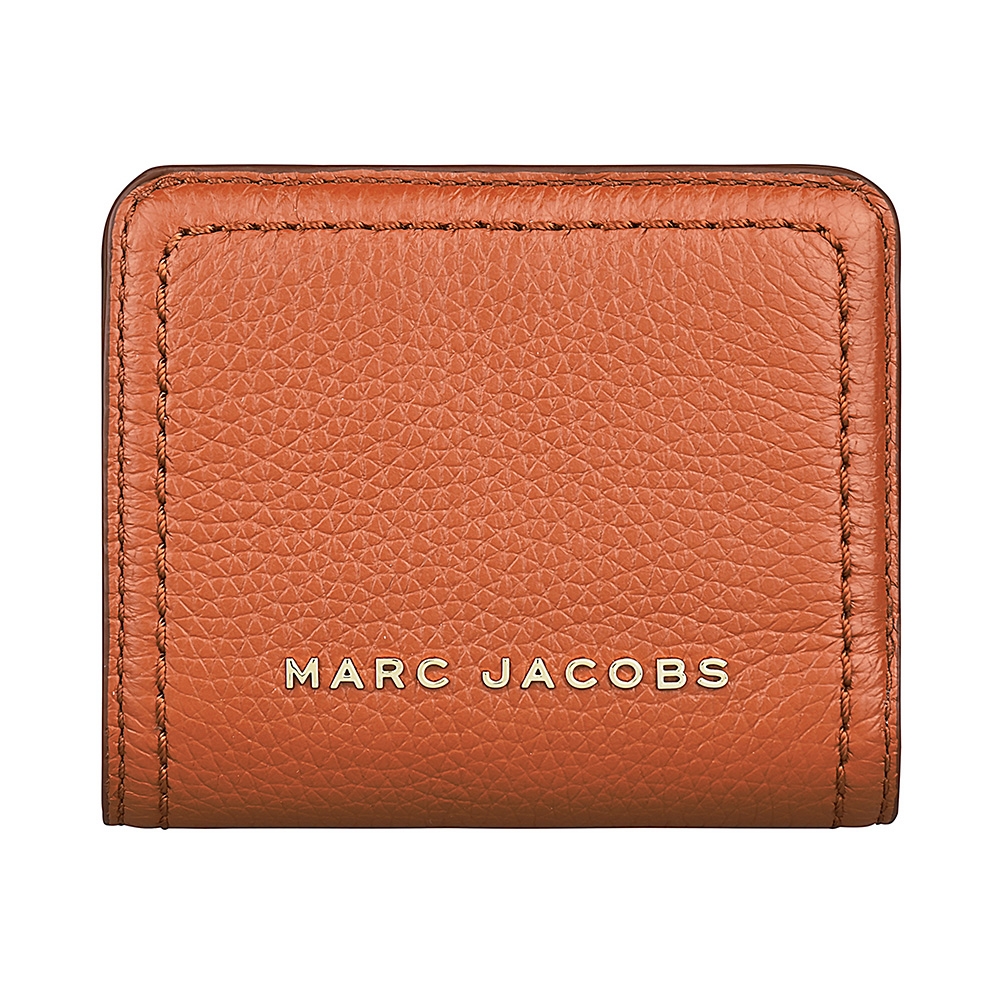 MARC JACOBS GROOVE金字LOGO荔枝紋牛皮4卡扣式短夾(橘)