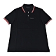 PRADA黑白橡膠LOGO紅白條紋設計純棉短袖POLO衫(S/M/L/黑) product thumbnail 1