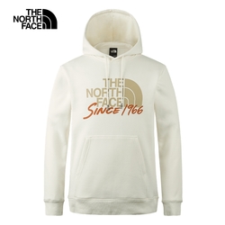 【The North Face 官方旗艦】北面男款白色舒適保暖大尺寸LOGO印花休閒長袖帽T｜88FSQLI