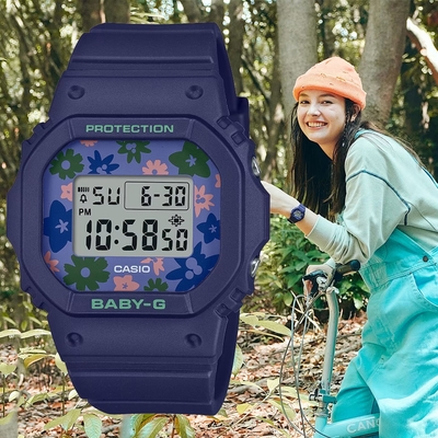 CASIO 卡西歐 BABY-G 花漾復古電子腕錶 母親節 禮物 42.1*37.9mm / BGD-565RP-2