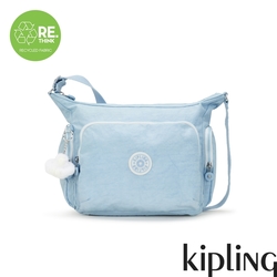 Kipling 溫柔冰霜藍多袋實用側背包-GABB