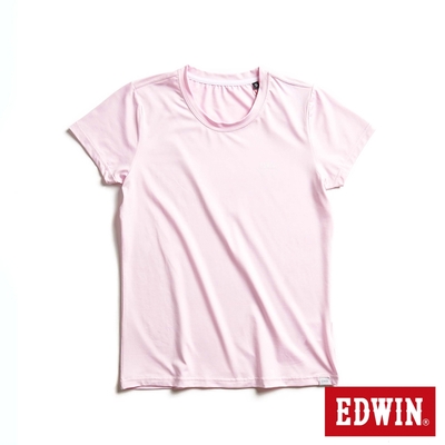 EDWIN 涼感圓領短袖T恤-女-淺粉紅