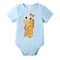 baby童衣 獨家自印 可愛動物數字印花包屁-藍-短袖 66250
