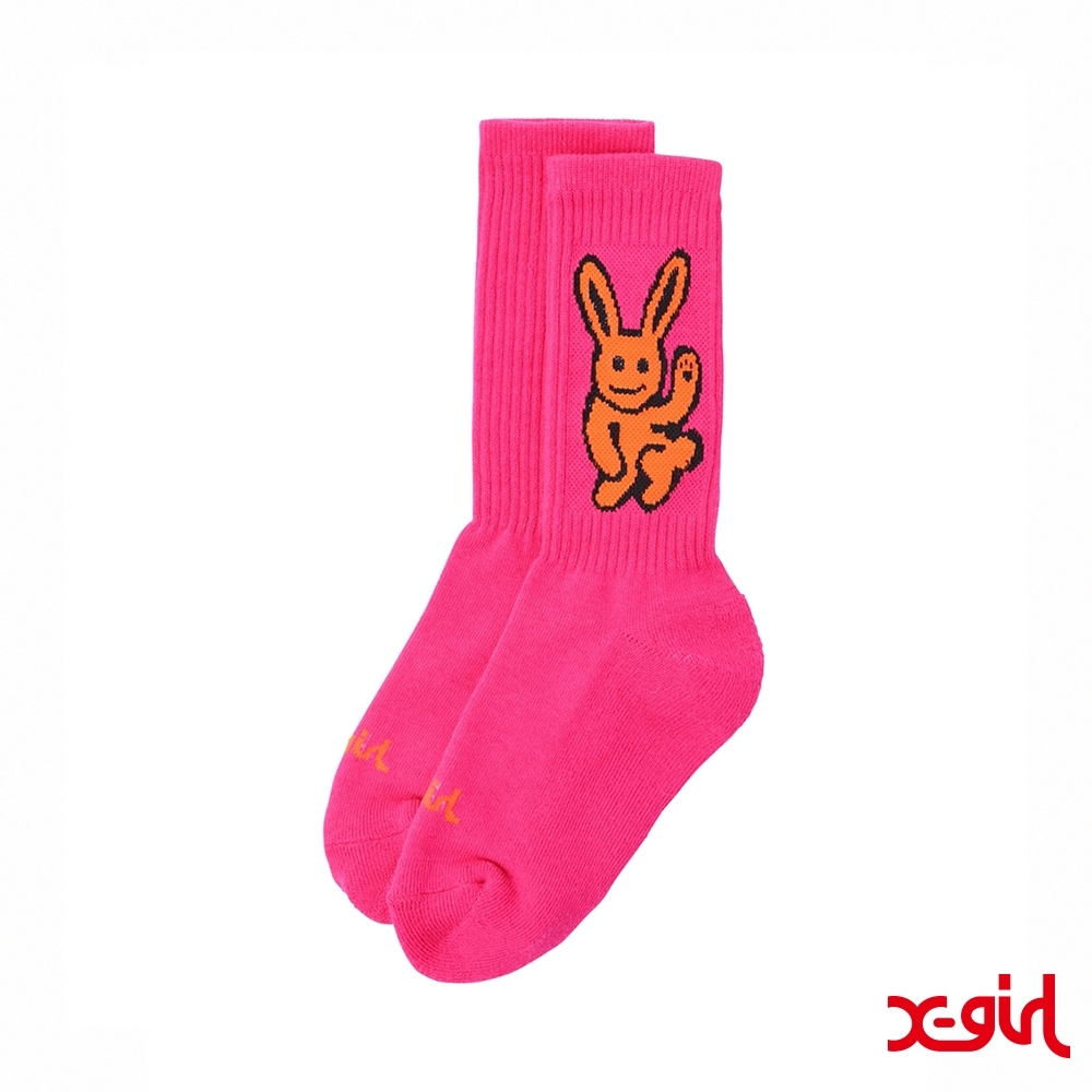 X-girl BUNNY RIB SOCKS潮流長襪-粉