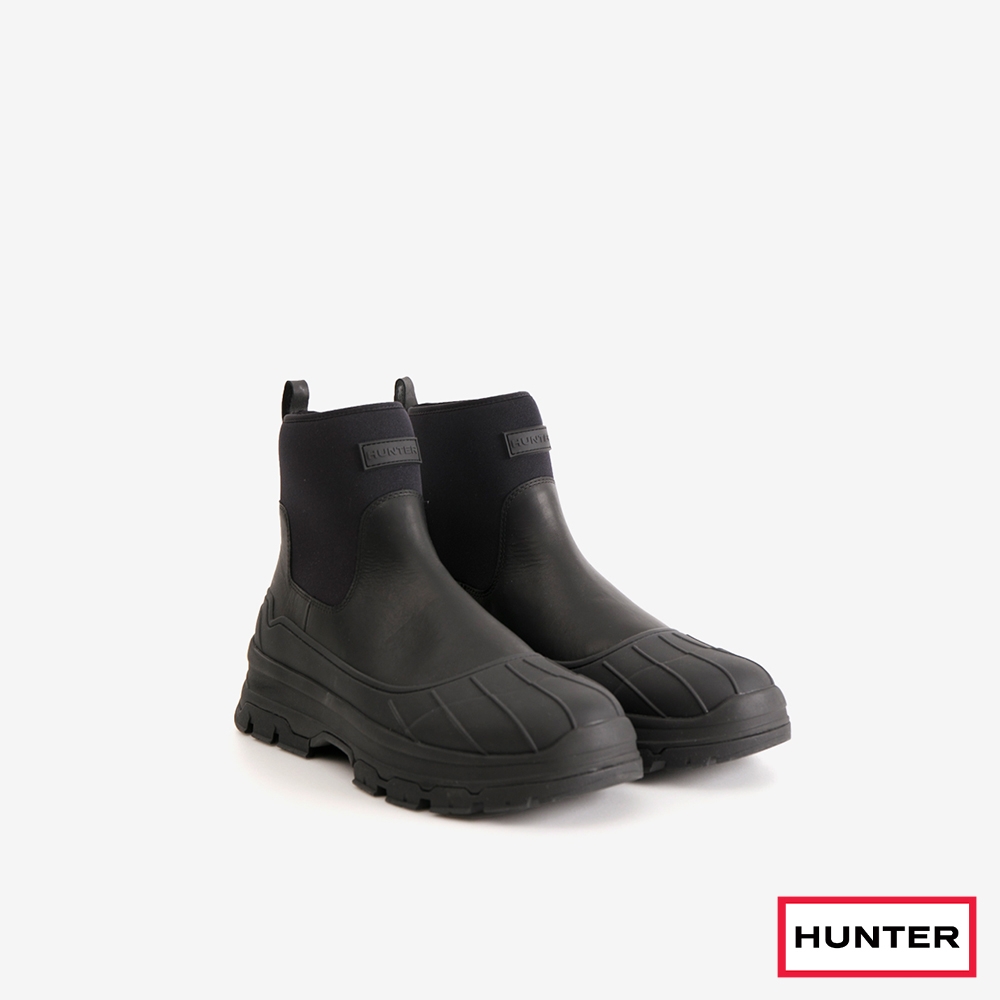HUNTER-男鞋-City Explorer皮革獵鴨踝靴-黑色