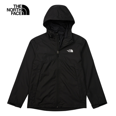 【The North Face 官方旗艦】北面男款黑色防水透氣連帽衝鋒衣｜88RDJK3