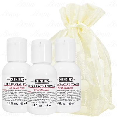 Kiehl s 契爾氏 冰河保濕機能水 豪華試用品(40ml)*3旅行袋組(公司貨)