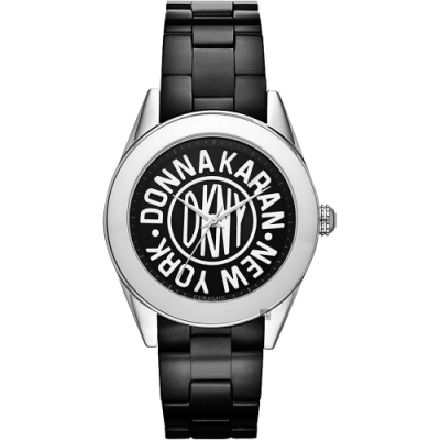 DKNY 紐約時尚25週年全球限量陶瓷手錶-黑/36mm NY2155