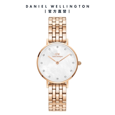 Daniel Wellington DW 手錶 Petite Melrose Lumine 28mm 星辰貝母盤珠寶式錶鏈-白錶盤 DW00100613