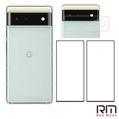 RedMoon Google Pixel 6 手機殼貼4件組 空壓殼-9H玻璃保貼2入+厚版鏡頭貼