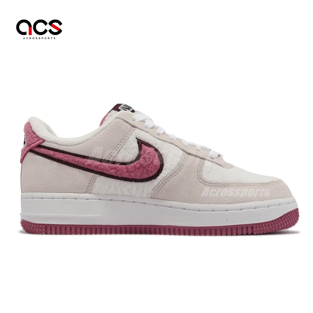 Nike Wmns Air Force 1 07 LX 女鞋男鞋AF1 米白粉紅毛絨休閒鞋FB1873