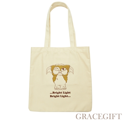【Grace Gift】GREMLINS-小精靈日常帆布環保購物袋 米白