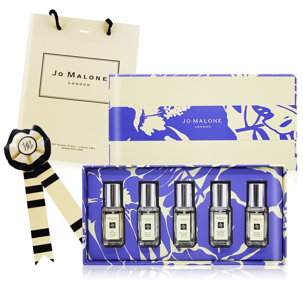 Jo Malone 熱帶島嶼花園旅行禮盒9mlX5[黃槿花+朱槿花+雞蛋花+杏桃花+橙花]加贈提袋原廠掛飾-香水公司貨