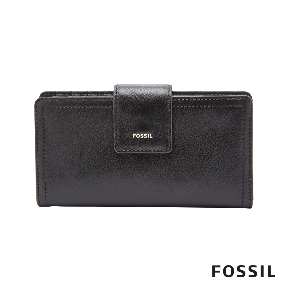 FOSSIL Logan 真皮系列拉鍊零錢袋設計中夾-黑色 SL7830001