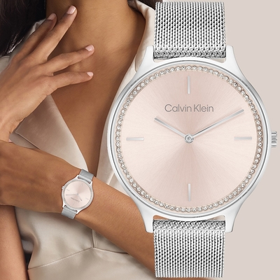 Calvin Klein CK Timeless 晶鑽米蘭帶女錶 送禮推薦-38mm 25100004