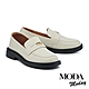 低跟鞋  MODA MODAY 復刻時尚牛油皮金屬便士樂福低跟鞋－白 product thumbnail 1