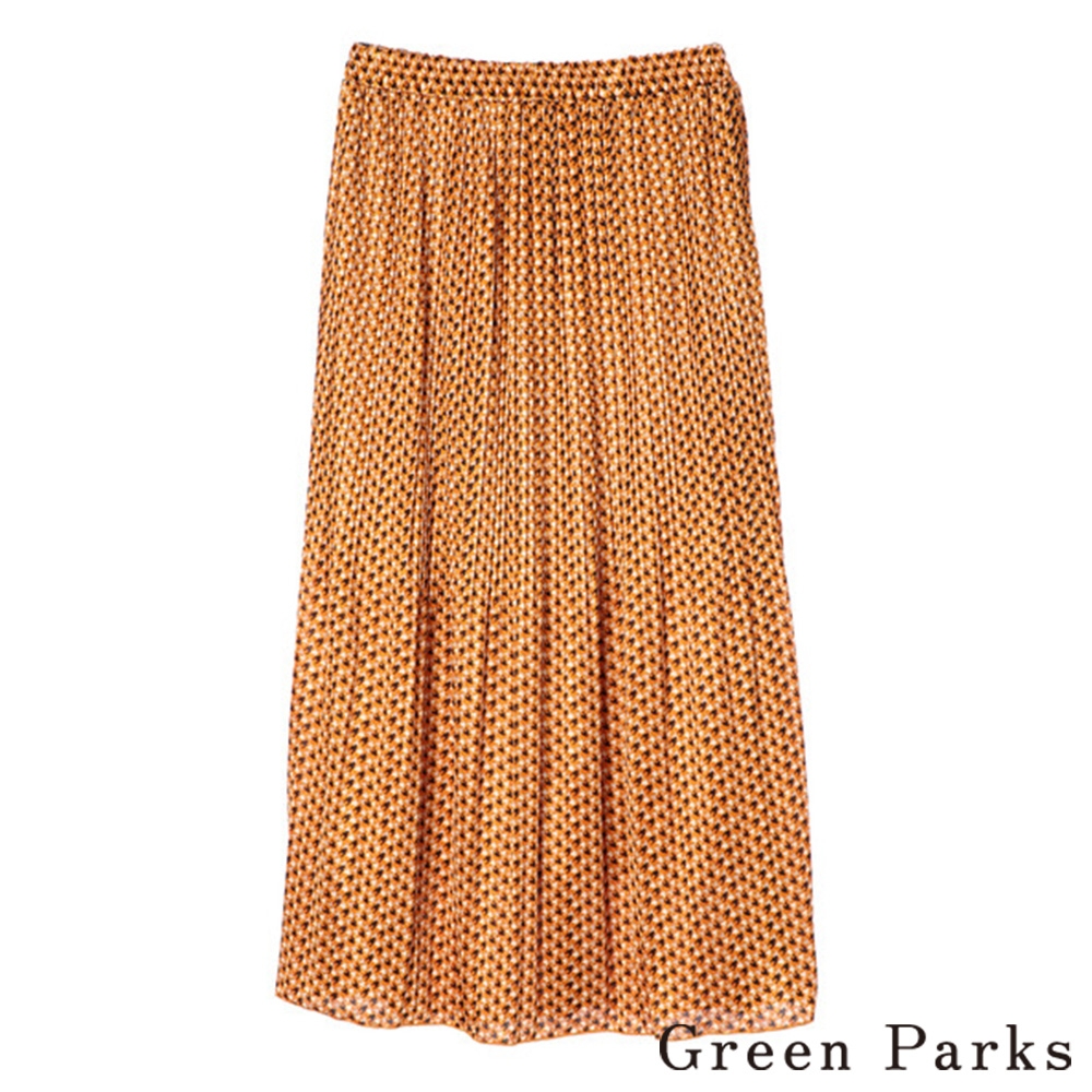 Green Parks  氣質幾何圖案抓褶長裙