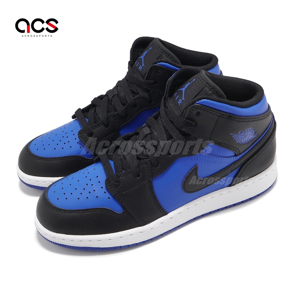 Nike 休閒鞋Air Jordan 1 Mid GS Royal Blue 大童女鞋黑藍AJ1 DQ8423