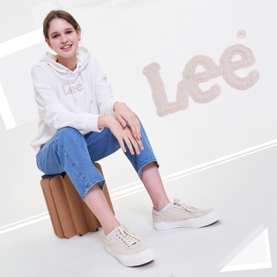 Lee 女款 小Logo連帽大學T/厚T 米白