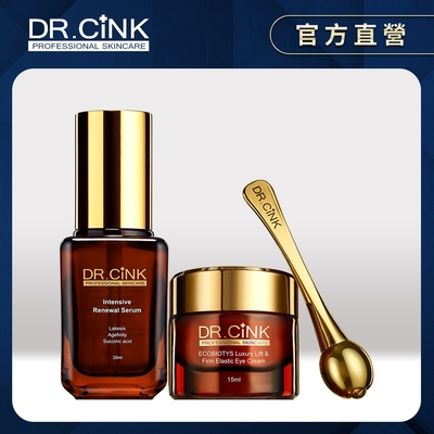 DR.CINK達特聖克 花蜜抗皺新手組 逆齡抗痕花蜜賦活眼霜 15ml+逆齡亮眼導入按摩棒 1入+(升級)抗皺精華液 30ml