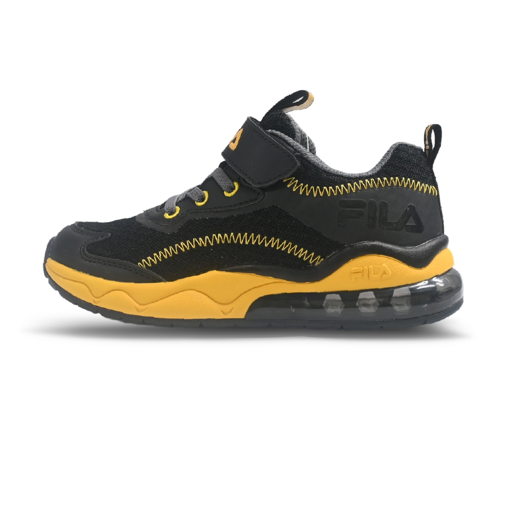 【FILA】美好運動 FILA童鞋 輕量運動鞋 特價（3-J415X-093/3-J412X-707/3-J411X-991 ） (3-J412X-009雙色大氣墊黑黃)