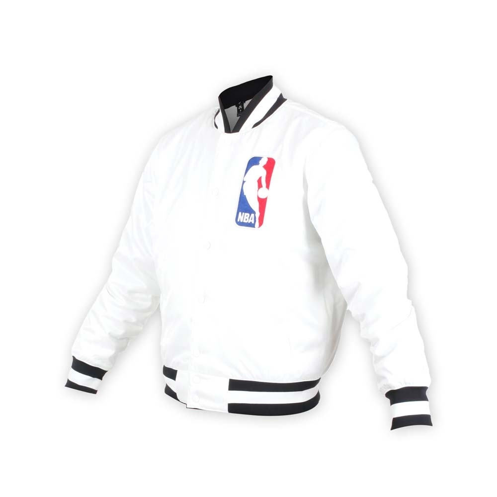 NIKE 男NBA防風棒球外套-風衣外套 籃球 保暖外套 鋪棉 白黑