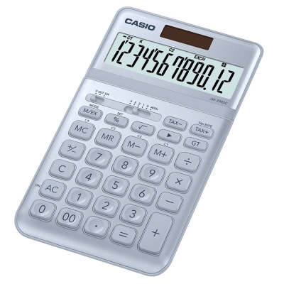 CASIO 12位元時尚霧面系列桌上型計算機(JW-200SC-BU)-蒼藍灰