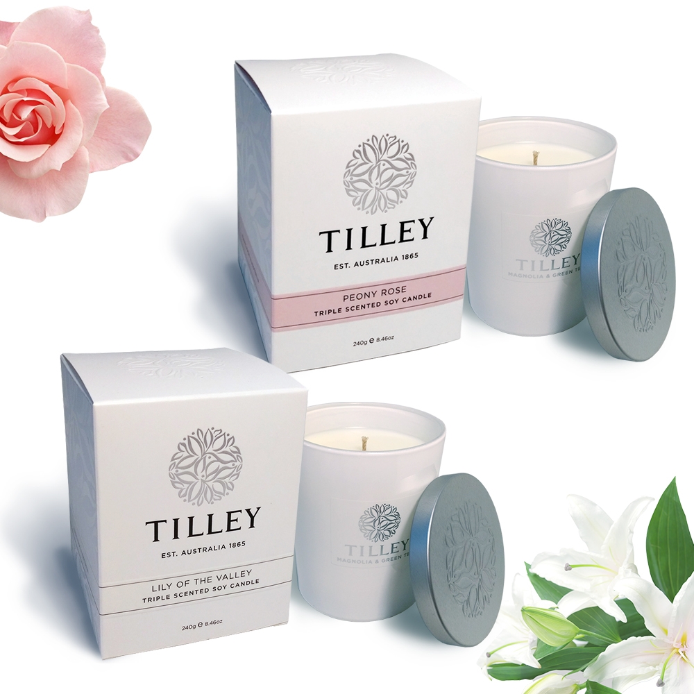 Tilley百年特莉 百合牡丹玫瑰香氛大豆蠟燭組合
