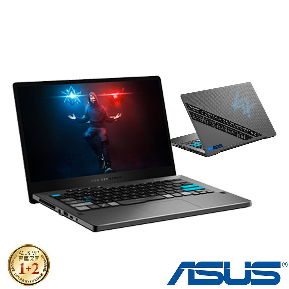 (M365組合) ASUS GA401QEC 14吋電競筆電 (Ryzen9 5900HS/RTX3050Ti 4G獨顯/16G/1TB PCIe SSD/ROG Zephyrus G14/日蝕灰)