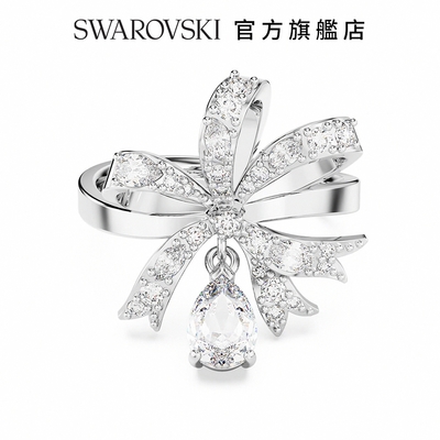 SWAROVSKI 施華洛世奇 Volta 個性戒指 蝴蝶結, 白色, 鍍白金色