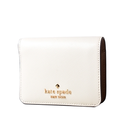 KATE SPADE Madison 防刮對開釦式短夾-米白