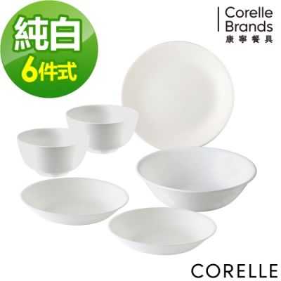 【美國康寧】CORELLE純白6件式餐盤組(F19)