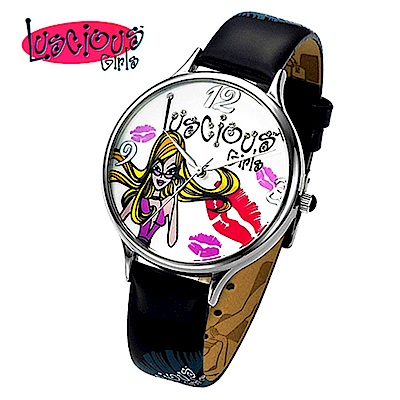Luscious Girls浪漫少女 時尚耀動華麗個性風鑽錶(LG003D黑)
