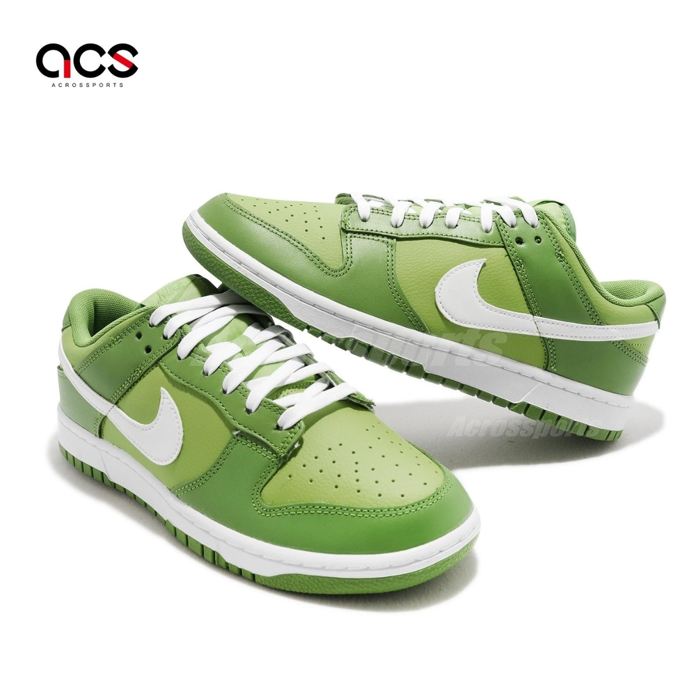 Nike 休閒鞋Dunk Low Retro 男鞋綠白Chlorophyll 葉綠素皮革低筒DJ6188