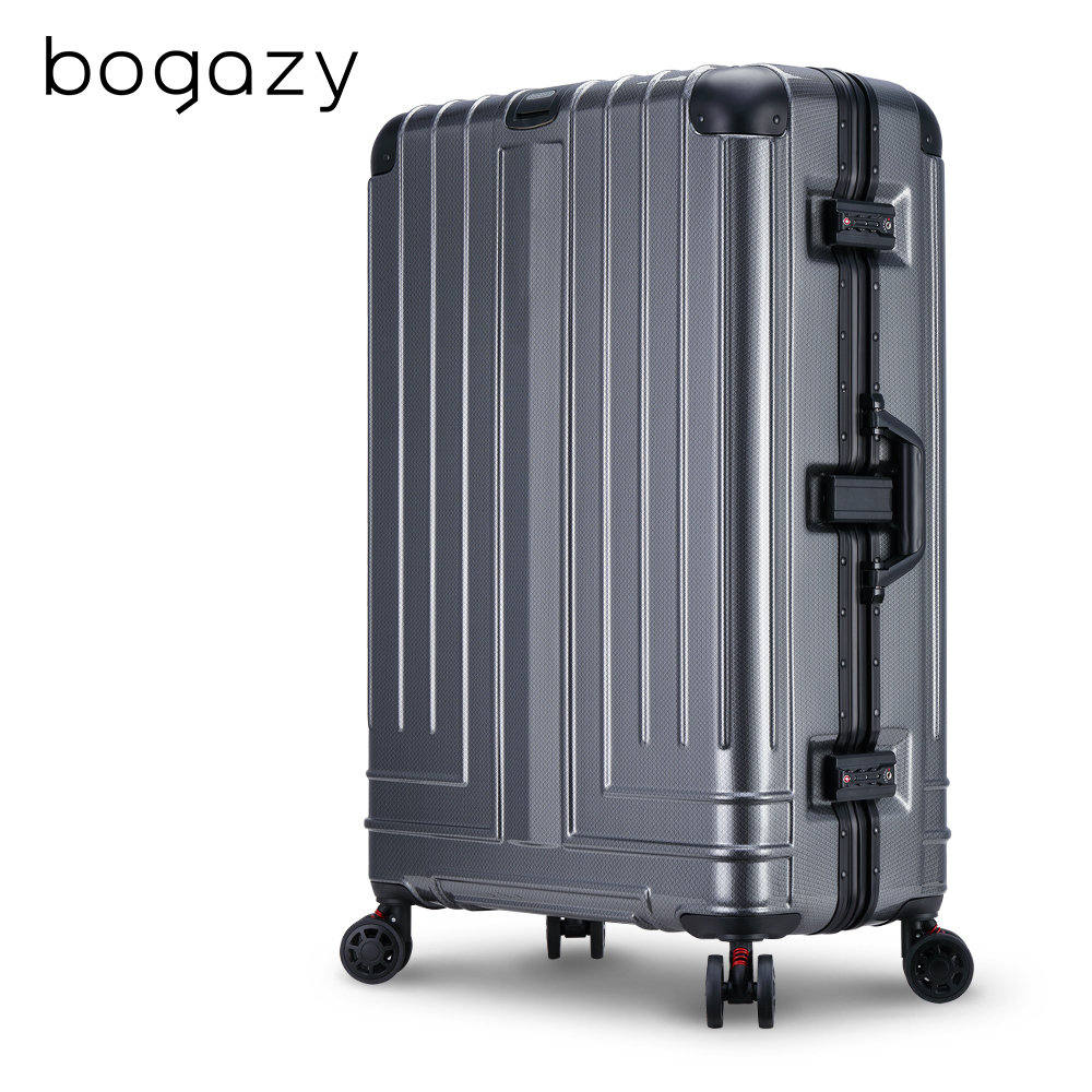 Bogazy 權傾皇者 29吋菱格紋鋁框行李箱(質感灰)