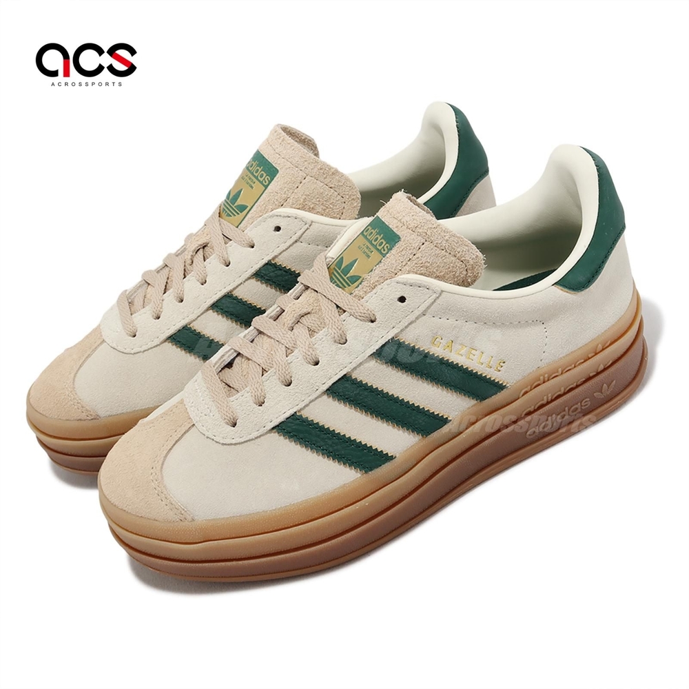 adidas 休閒鞋Gazelle Bold W 女鞋卡其綠厚底增高拼接復古麂皮膠底愛迪