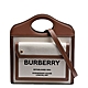 BURBERRY Louise標誌圖案雙色帆布皮革飾邊手提/斜背包(自然色/麥芽棕) product thumbnail 1