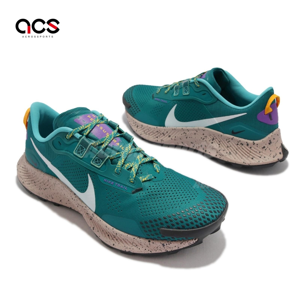 Nike 慢跑鞋Pegasus Trail 3 運動男鞋戶外越野react緩震路跑球鞋穿搭綠 